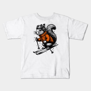 Skiing Squirrel Kids T-Shirt